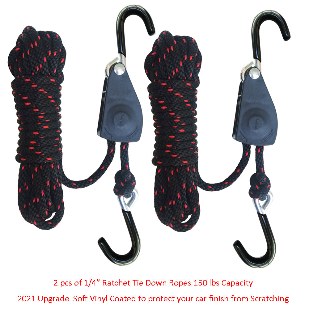 Alfa Gear 1/4 Ratchet Tie Down Ropes for Kayak and Canoe Bow and