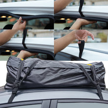 Load image into Gallery viewer, Alfa Gear Waterproof No Blow Off Car Roof Bag Cargo bag Car Roof Top Carrier Soft-Shell Carriers with Extra Tie down Straps,Anti-slip mats,Safety lock,Cargo Net 15 Cu.ft for cars with or without racks
